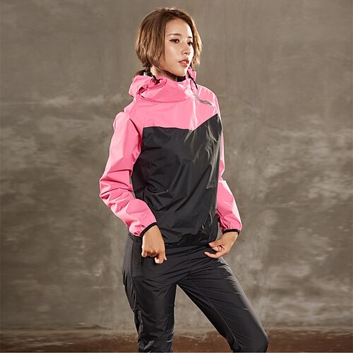 2pcs Sauna Sweat Sports Set, Zipper Long Sleeve Sweat Hoodie & Running  Casual Sweat Pants Suit, Women's Activewear