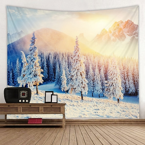 

The Snow Mountain Rises to The Runrise Digital Printed Tapestry Decor Wall Art Tablecloths Bedspread Picnic Blanket Beach Throw Tapestries Colorful Bedroom Hall Dorm Living Room Hanging