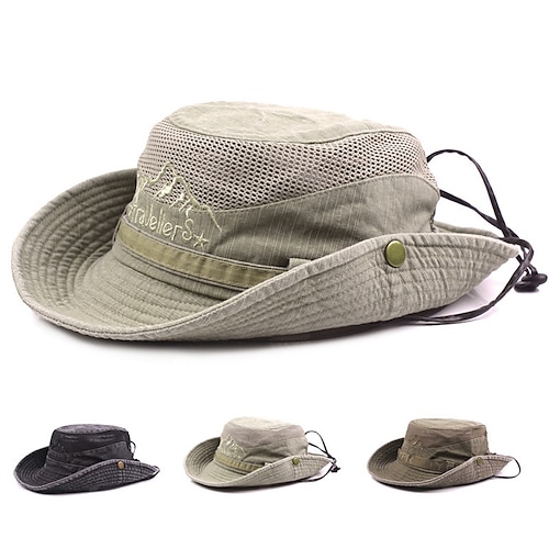 

Homme Femme Bob Chapeau de pêche Chapeau de Randonnée Chapeau de boonie Eté Extérieur Ecran Solaire Coupe Vent Respirable Chapeau Coton Vert Véronèse Kaki Café pour Chasse Pêche Escalade