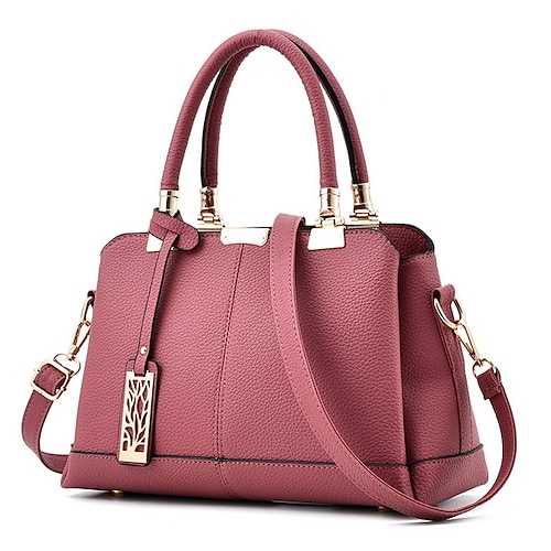 

Women's Handbags Messenger Bag Satchel Top Handle Bag PU Leather Zipper Chain Solid Color Daily Wine Black Pink Dark Blue