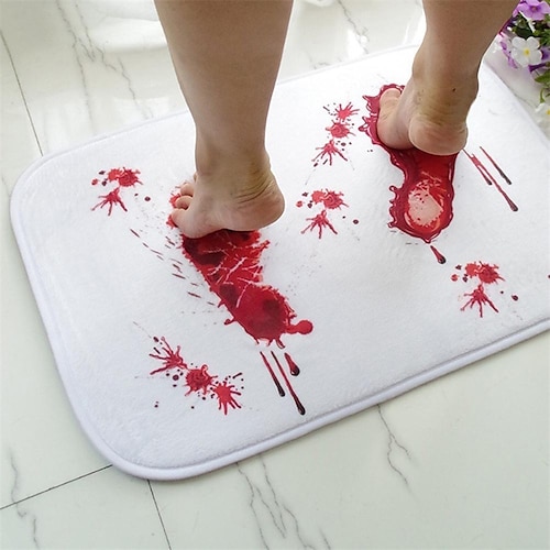 

1PCS Water Absorption Bathroom Mat Toilet Non-slip Memory Foam Rug Soft Kitchen Door Floor Carpet tapis de bain Bloody Footprint