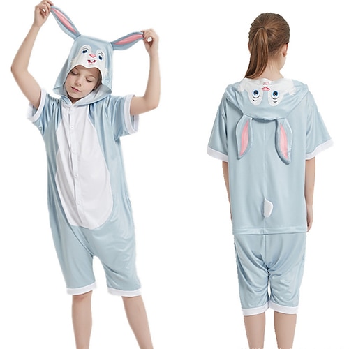 

Kid's Kigurumi Pajamas Rabbit Bunny Color Block Onesie Pajamas Ice Silk Cosplay For Boys and Girls Carnival Animal Sleepwear Cartoon Festival / Holiday Costumes / Leotard / Onesie / Leotard / Onesie