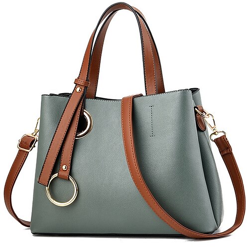 

Women's Leather Bag 2022 Handbags Satchel Crossbody Bag PU Leather Zipper Solid Color Daily Earth Yellow Green Black Gray