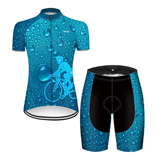 

21Grams Women's Cycling Jersey with Shorts Short Sleeve Mountain Bike MTB Road Bike Cycling Black Blue Gradient 3D Bike Clothing Suit 3D Pad Breathable Ultraviolet Resistant Quick Dry Reflective