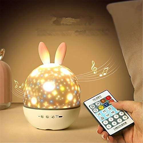 

LED Projector Night Light Rabbit Moose Rotating Projection Lamp with Remote for Baby Kids Room Baby Sleep Lighting Night Scape Lighting Christmas Gift Toy