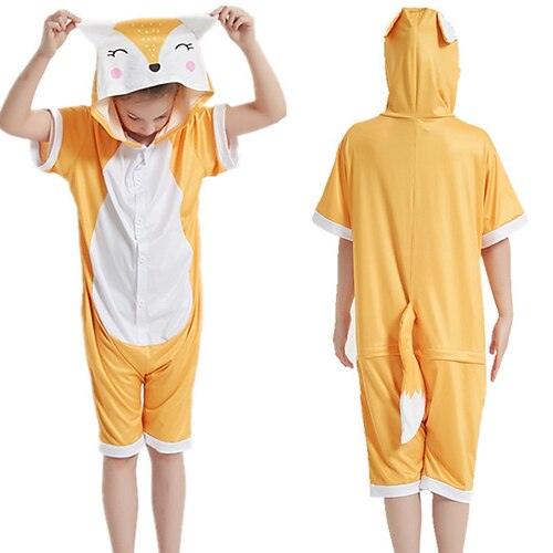 

Kid's Kigurumi Pajamas Fox Color Block Onesie Pajamas Silk Fabric Cosplay For Boys and Girls Carnival Animal Sleepwear Cartoon Festival / Holiday Costumes / Leotard / Onesie / Leotard / Onesie