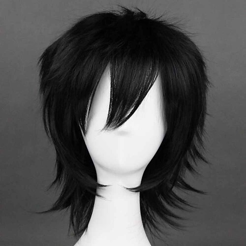 

Cosplay Wig Cosplay Wig Gray Fullbuster Fairy Tail Straight Cosplay With Bangs Wig Short Black Synthetic Hair 14 inch Women's Anime Cosplay Cool Black