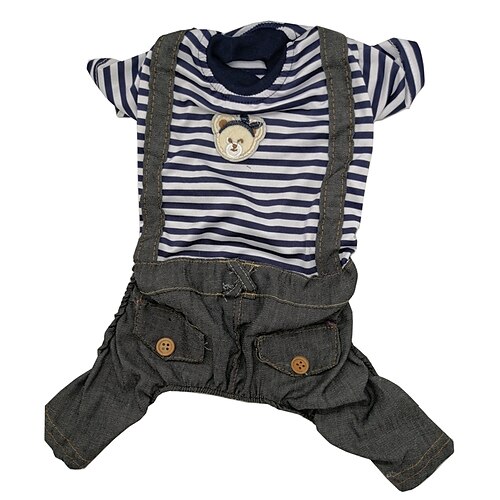 

Dog Jumpsuit Puppy Clothes Stripes Casual / Daily Dog Clothes Puppy Clothes Dog Outfits Blue Costume for Girl and Boy Dog Denim XS S M L XL