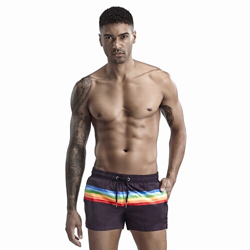 

SEOBEAN Men's Swim Shorts Swim Trunks Board Shorts Bottoms Breathable Quick Dry Stretchy Drawstring With Pockets - Swimming Surfing Beach Water Sports Stripes Summer