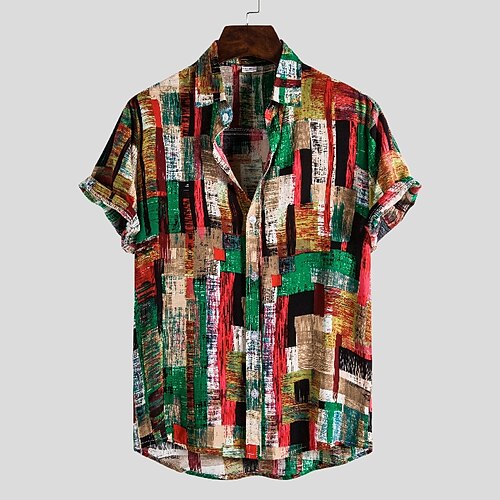 

Men's Shirt Graphic Shirt Graphic Button Down Collar Rainbow Daily Short Sleeve Clothing Apparel Designer