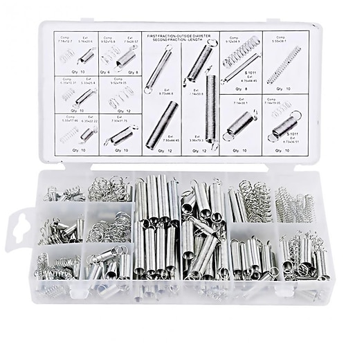 

Prolunga per utensili a spirale con set di molle 200pcs e accessori per la tensione di compressione con riparazioni in acciaio portatile in metallo assortite