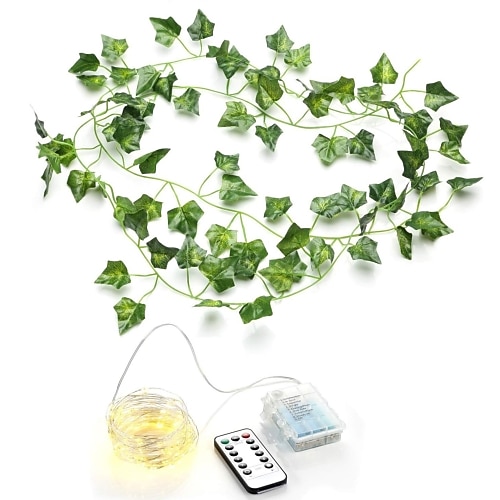 

100LED 10m Simulation Rattan Wall Hanging Ornament Artificial Plants Creeper Vine Plastic Green Leaf Ivy DIY Wedding Garland Decor