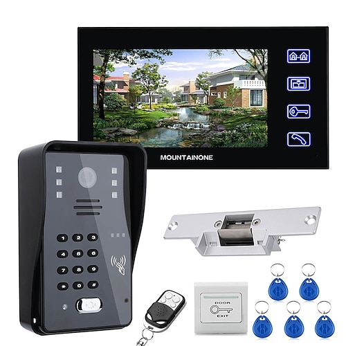 

7 Lcd Video Door Phone Intercom System RFID Door Access Control Kit Outdoor Camera Electric Strike LockWireless Remote Control