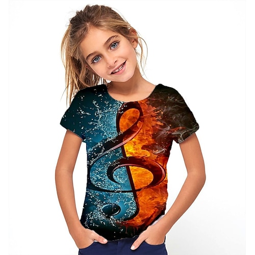 

Kids Girls' T shirt Geometric 3D Print Short Sleeve Basic Blue