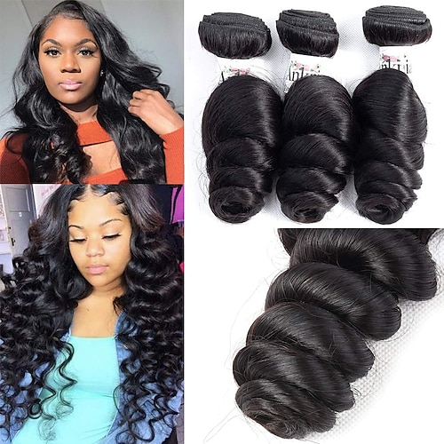 

3 Bundles Hair Weaves Brazilian Hair Loose Wave Human Hair Extensions Remy Human Hair 100% Remy Hair Weave Bundles 300 g Natural Color Hair Weaves / Hair Bulk Human Hair Extensions 8-28 inch Natural