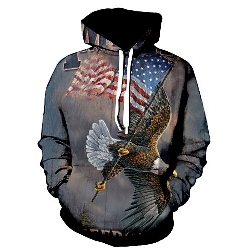 

Men's Hoodie Brown Hooded Graphic National Flag Daily Basic Clothing Apparel Hoodies Sweatshirts