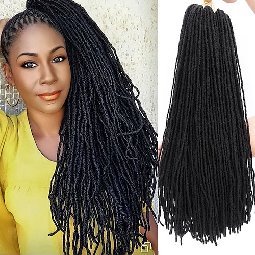 

Faux Locs Dreadlocks Sister Locs Box Braids Natural Black Synthetic Hair 16 inch Medium Length Braiding Hair 80 roots / pack / Engagement Party / Bridal Shower / Honeymoon / Cocktail Party / Prom