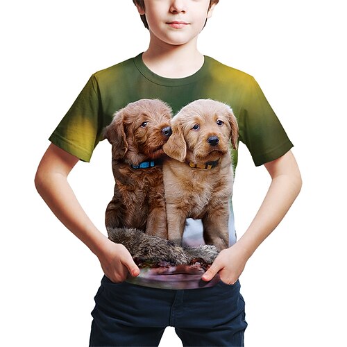 

Kids Boys T shirt Animal 3D Print Short Sleeve Active Summer Green