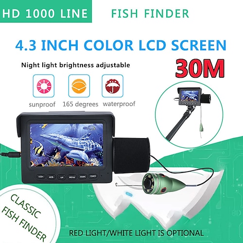 

30M 1200TVL Fish Finder Underwater Fishing Camera 4.3 inch Monitor 6PCS 6W IR LED Night Vision Camera For Fishing