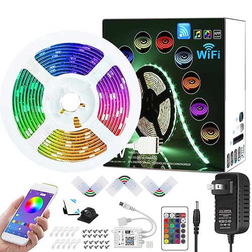 

7.5m Smart WIFI App Controlled Music Sync RGB LED Strip Light with Remote Sensitive 5050 SMD with Alexa Google DC12V