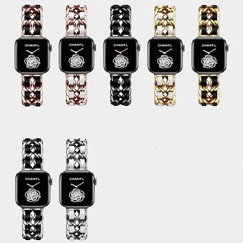 

link armbånd dobbelt kæde kompatibel med apple watch band 38mm 40mm 41mm 42mm 44mm 45mm 49mm rustfrit stål læderrem erstatningsarmbånd til iwatch series ultra 8 7 6 5 4 3 2 1 se