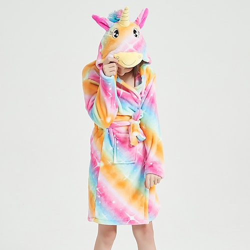 

Kid's Kigurumi Pajamas Bathrobe Unicorn Flying Horse Color Block Onesie Pajamas Flannel Fabric Cosplay For Boys and Girls Christmas Animal Sleepwear Cartoon Festival / Holiday Costumes / Bath Robe