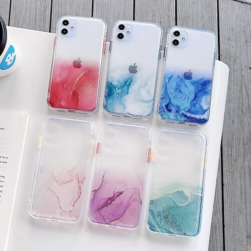 

Phone Case For Apple Back Cover iPhone 14 Pro Max 13 12 11 Pro Max Mini X XR XS 8 7 Plus Transparent Fashion Dustproof Transparent Marble TPU