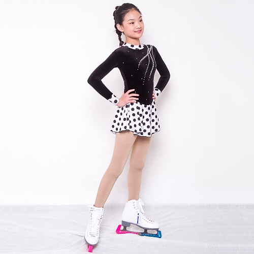 

Figure Skating Dress Girls' Ice Skating Dress Outfits White Glitter Spandex High Elasticity Training Competition Skating Wear Handmade Crystal / Rhinestone Long Sleeve Ice Skating Figure Skating