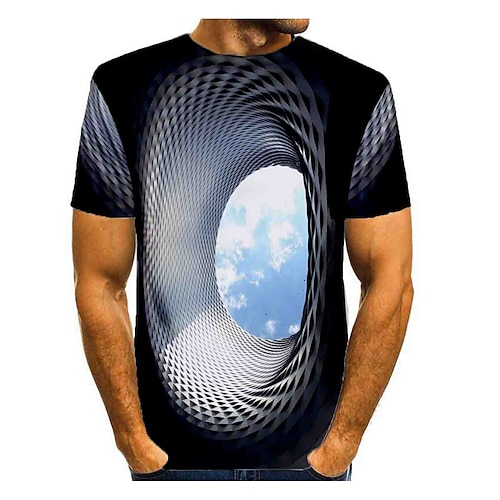 Herre Skjorte T-shirt Grafisk 3D Print Rund hals Blå Grøn Rosenrød Grå 3D-udskrivning Daglig Kortærmet Trykt mønster Tøj Basale