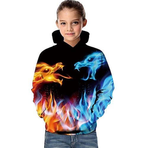 

Kids Girls' Animal 3D Print Long Sleeve Active Black