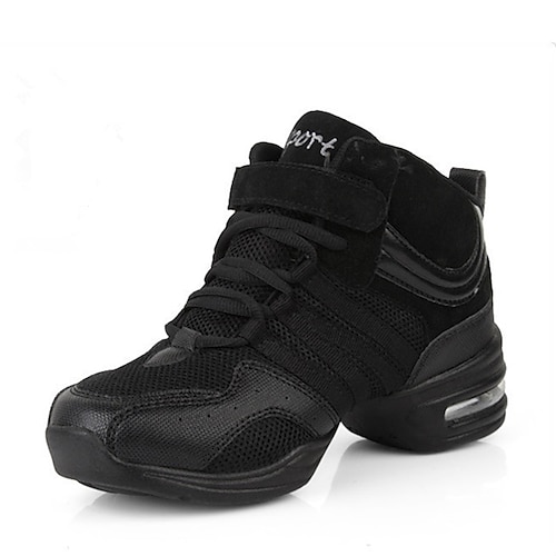 

Women's Dance Sneakers Practice Trainning Dance Shoes Training Performance HipHop Sneaker Thick Heel Lace-up Black