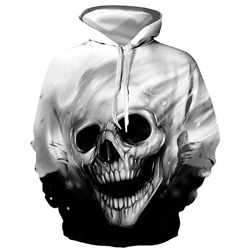 

herre hættetrøje grafisk kranium hættetrøje halloween daglig basis halloween hættetrøjer sweatshirts grå 3d print langærmet pullover