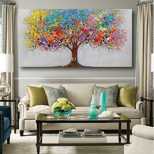Oil Painting On Canva,Fresh Green Big Tree River Scenery,100% Hand Painted  Modern Wall Art Painting Living Room Without Frame Painting Abstract Wall  Decoration Painting,100X180Cm: Buy Online at Best Price in UAE 