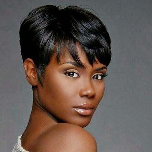 

Remy Human Hair Wig Short Straight Natural Straight Bob Pixie Cut Side Part Layered Haircut Black Brown Women Fashion Natural Hairline Capless Women's All Natural Black #1B Medium Auburn#30 Medium