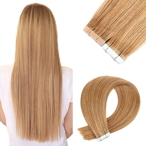 

Tape In Hair Extensions Remy Human Hair 20pcs Pack Straight Hair Extensions