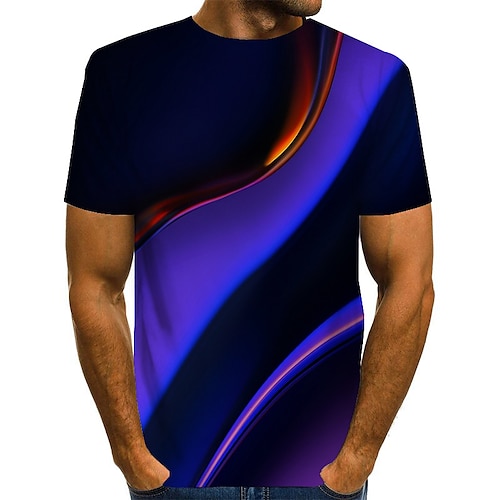 

Men's T shirt Tee Shirt Graphic Round Neck Rainbow Plus Size Daily Weekend Short Sleeve Print Clothing Apparel Basic Exaggerated