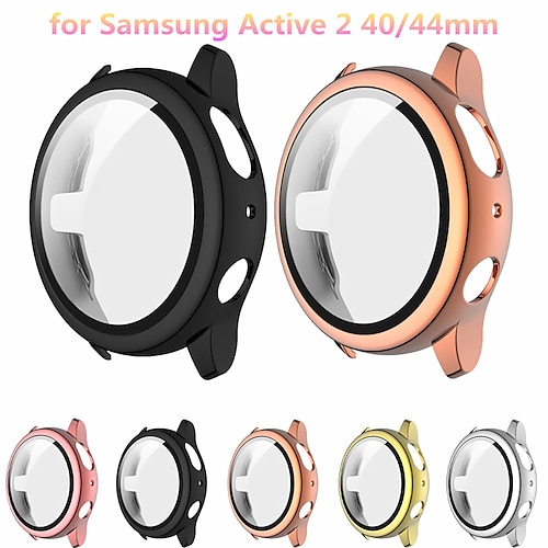

Protective Case Compatible for Samsung Galaxy Active 2 44mm 40mm with Screen Protector Hard PC Case Slim Tempered Glass Screen Protector Overall Protective Cover