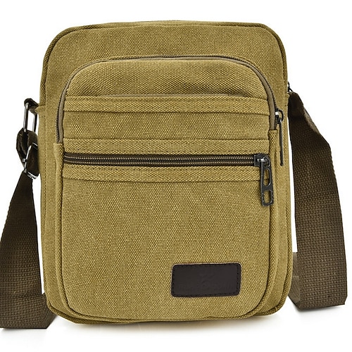 

Men's Canvas Bag Messenger Bag Shoulder Messenger Bag Crossbody Bag Canvas Daily Outdoor Black Army Green Khaki Coffee
