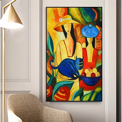 olejomalba 100% ručně malovaná nástěnná malba na plátně abstraktní moderní barevné ženy bytové dekorace rolované plátno bez rámu nenatažené