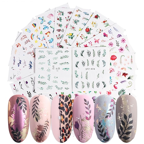 

68 Sheets Christmas Nails Xmas Nails Christmas Nail Wrap Christmas Nail Stickers Watermark Sticker New Popular Flame Bird Elements Flower Fresh Style For Diy Nail Art Decorations