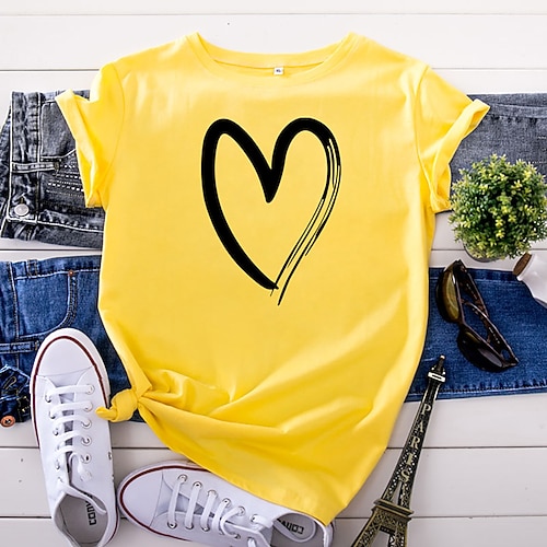 

Women's T shirt Tee Pink Yellow Light Green Butterfly Abstract Print Short Sleeve Daily Weekend Basic Round Neck Regular 100% Cotton S / Summer