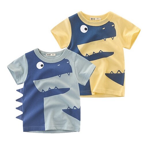 

Bambino Da ragazzo maglietta T-shirt Manica corta Verde Blu Giallo Dinosauro Cartoni animati Dinosauro Animali Cotone Sportivo Streetwear Fantastico 2-8 anni / Estate