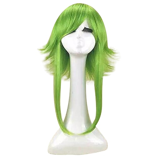 

Vocaloid Gumi Cosplay Wigs Women's Layered Haircut 14 inch Heat Resistant Fiber Straight Green Teen Adults' Anime Wig