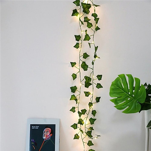 

2m 20 LED Artificial Plants String Light Green Leaf Ivy Vine Fairy Maple Leaves Garland DIY Hanging Decoration for Wedding Home 1pc 2pcs 4pcs