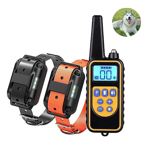 

Dog Training Collar Waterproof Rechargeable 2600ft Remote Dog Shock Collar with LED Light Beep Vibration Shock for Medium/Large Breed 2 Electronic Collars Neck Lanyard