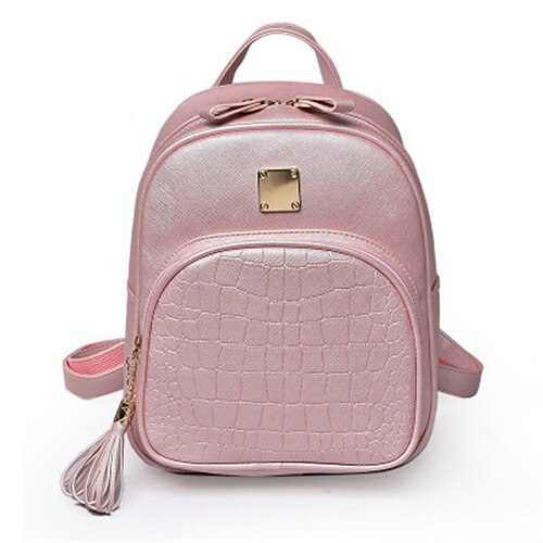 

Women's Girls' School Bag Commuter Backpack Mini Backpack PU Leather Large Capacity Waterproof Zipper Daily Blue Black Gray Pink