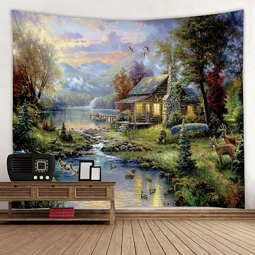 

Wonderland Scenery Digital Printed Tapestry Decor Wall Art Tablecloths Bedspread Picnic Blanket Beach Throw Tapestries Colorful Bedroom Hall Dorm Living Room Hanging