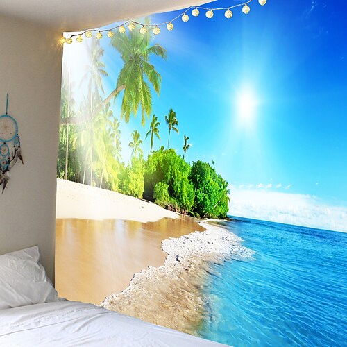 

Modern landscape series coconut palm beach sun tapestries wall hanging hanging cloth background cloth decorative cloth