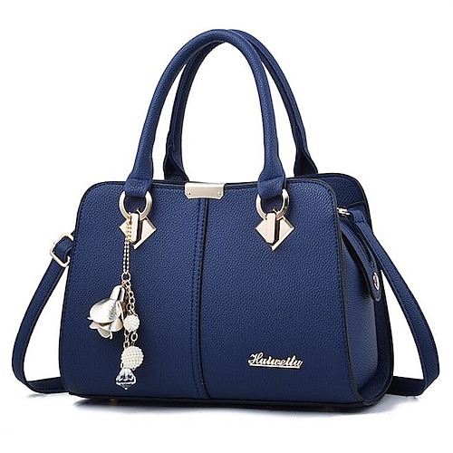 

Women's Handbags Satchel Messenger Bag Top Handle Bag PU Leather Zipper Daily Wine Black Gray Royal Blue