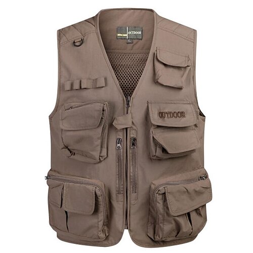Men Outdoor Multi-Pocket Vest Travelers Fly Fishing Photography Quick-Dry Jacket 